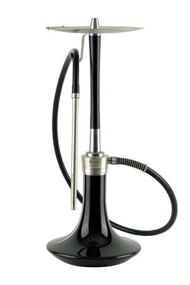 COSMO HOOKAH - SILVER/BLACK BODY - BLACK GLASS