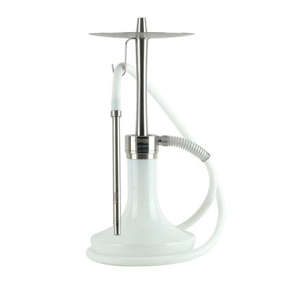 INFINITY HOOKAH - WHITE GLASS-SILVER BODY