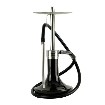 INFINITY HOOKAH - BLACK GLASS-SILVER BODY