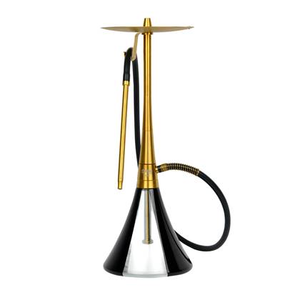 ORION HOOKAH - GOLD BODY - BLACK GLASS